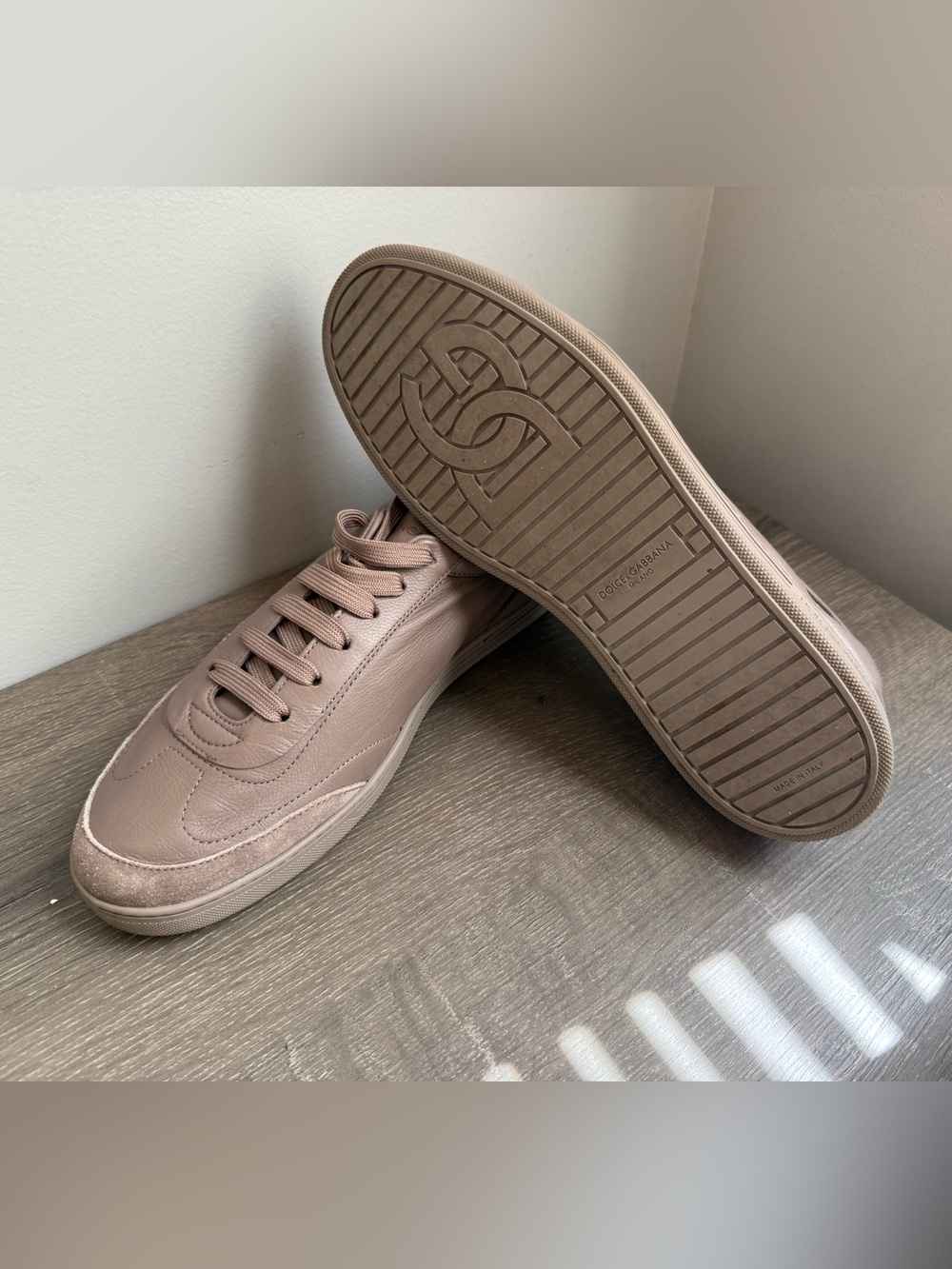 Dolce & Gabbana Men's Taupe Leather Sneakers - Picture 5 of 8